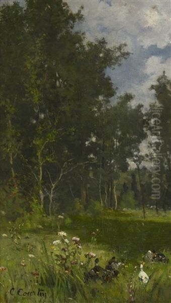 Canards En Bord De Mare Oil Painting by Caroline Courtin