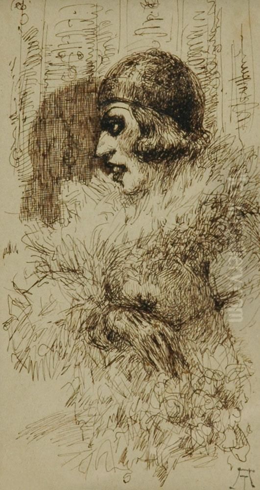 Figura Feminina Oil Painting by Artur Anjos Teixeira