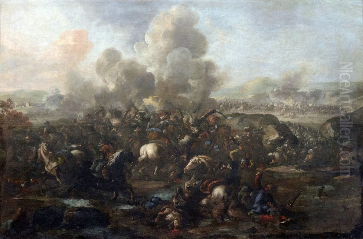 Charge De Cavalerie Oil Painting by Jacques Courtois