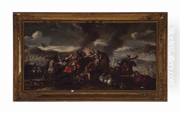 A Battle Scene And Untitled (2 Works) Oil Painting by Jacques Courtois