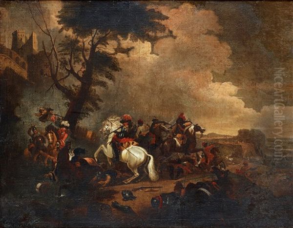 Kavalleribatalj Oil Painting by Jacques Courtois