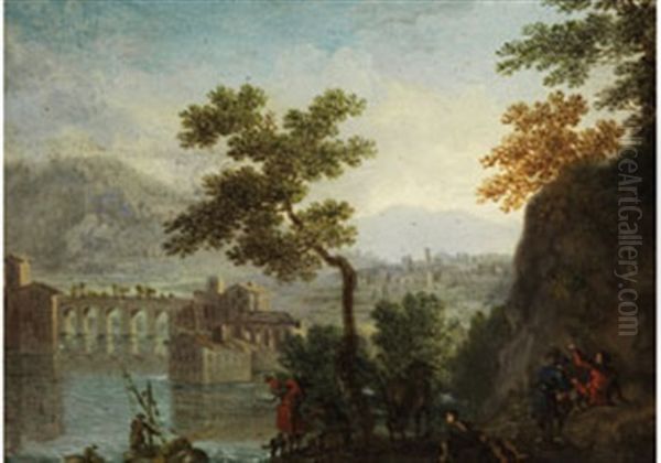 Landschaft Mit Flusslauf Oil Painting by Jacques Courtois