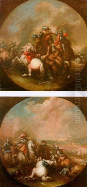 Cavalry Scene - The Thirty Years' War Oil Painting by Jacques Courtois