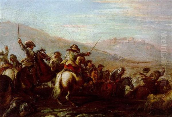 Scene De Bataille Oil Painting by Jacques Courtois