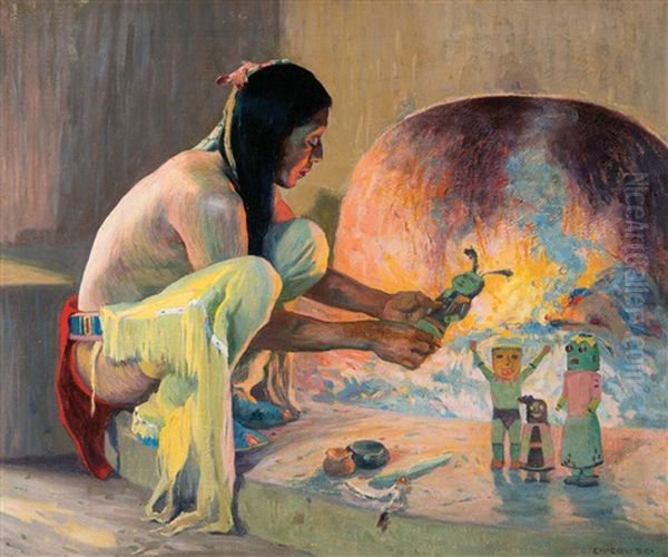 The Kachina Maker Oil Painting by Eanger Irving Couse