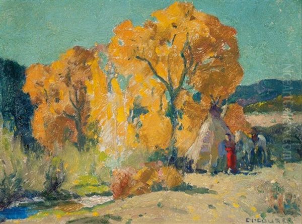 Taos Canyon Camp Oil Painting by Eanger Irving Couse