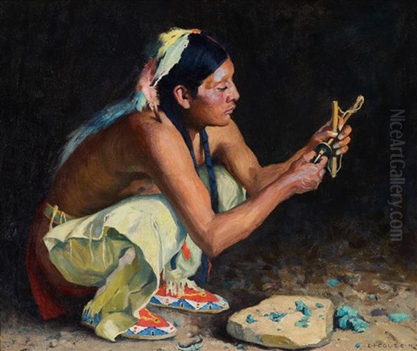 The Turquoise Bead Driller Oil Painting by Eanger Irving Couse