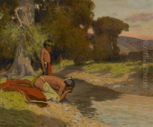 By The Stream Oil Painting by Eanger Irving Couse