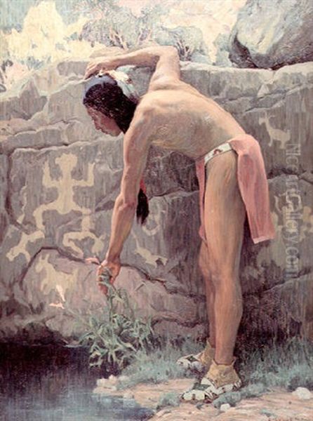 Pictographs Oil Painting by Eanger Irving Couse