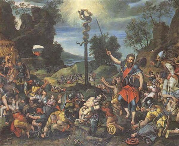 Moise Montrant Au Peuple Le Serpent D'airain Oil Painting by Jean Cousin the Elder