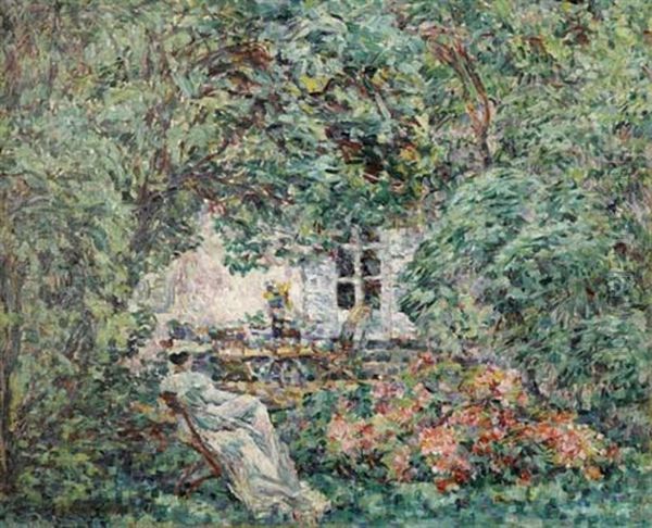 Frau In Einem Garten Oil Painting by Lucie Cousturier