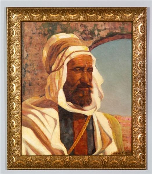 Portrait Of Moroccan Man Oil Painting by Gordon Coutts