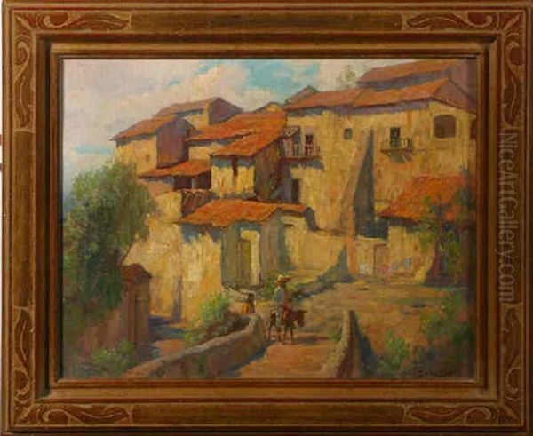 Mexican Village Scene Oil Painting by Gordon Coutts