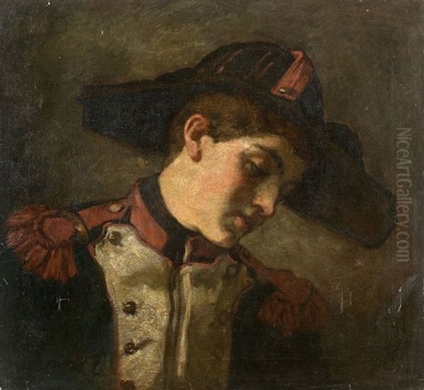 Etude De Jeune Soldat De Profil (collab. W/studio) Oil Painting by Thomas Couture
