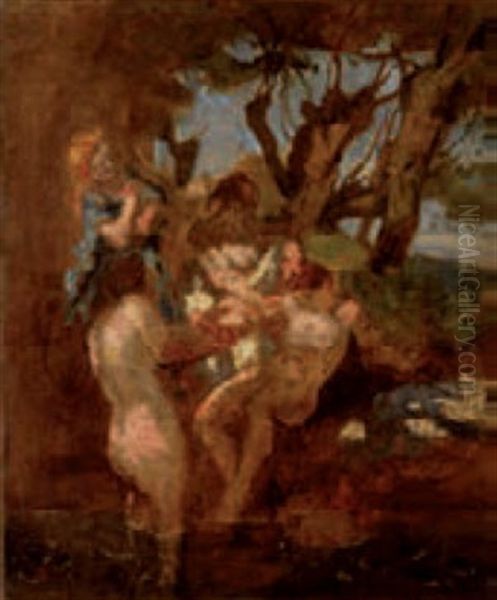 Le Bain (sketch) Oil Painting by Thomas Couture