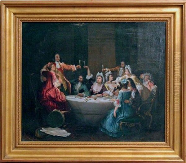 Souper Au Temps De La Regence Oil Painting by Jean Couturier
