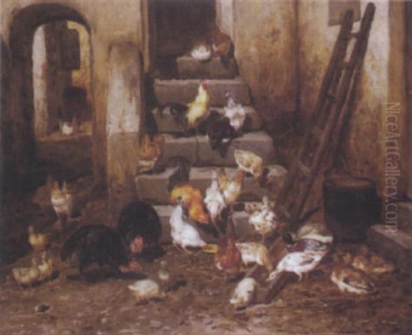 Le Poulailler Oil Painting by Philibert-Leon Couturier