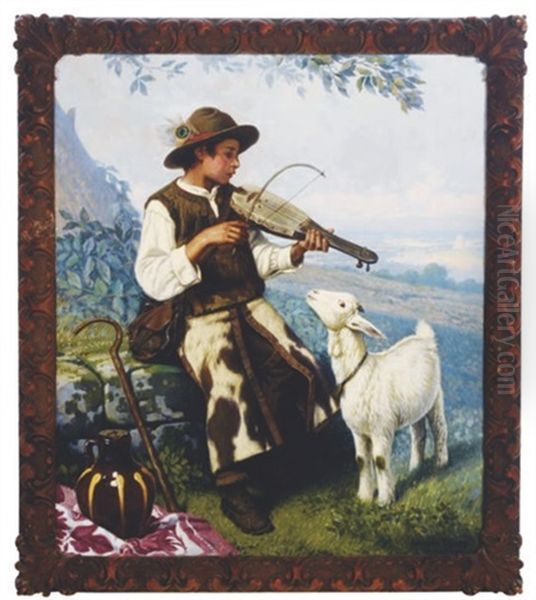 Shepherd And His Sheep Oil Painting by Adelardo Covarsi