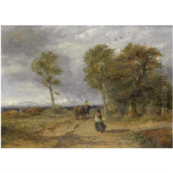 A Windy Day Oil Painting by David Cox