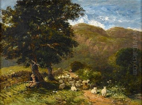 The Old Holyhead Road, Sheep Beneath A Tree Oil Painting by David Cox