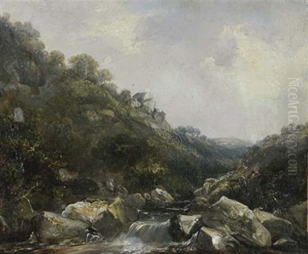 Water Rapids Oil Painting by David Cox