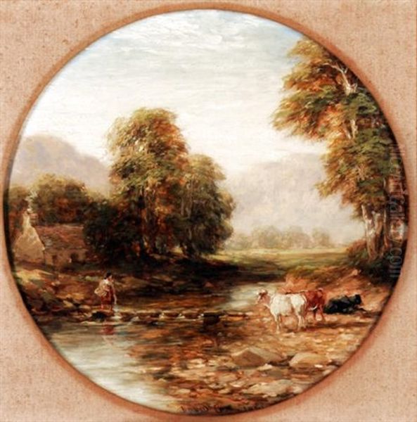Stepping Stones Oil Painting by David Cox