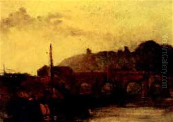 Boat In A Harbor Oil Painting by David Cox