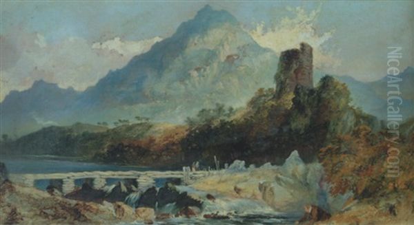 Cascatelle Au Pied D'une Montagne Oil Painting by David Cox