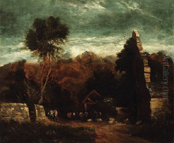 A View Of Cader Idris From Cymmer Abbey, Wales Oil Painting by David Cox