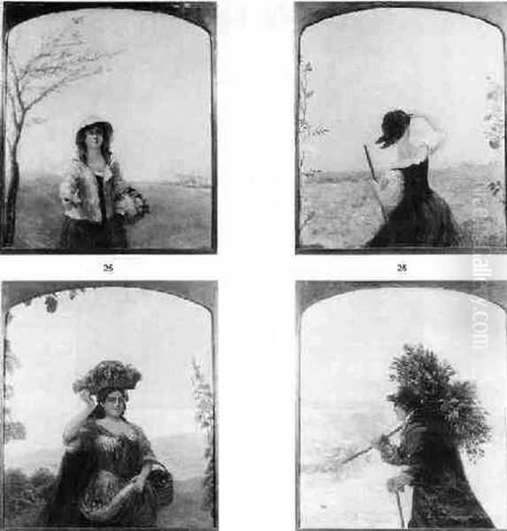 The Four Seasons Oil Painting by David Cox