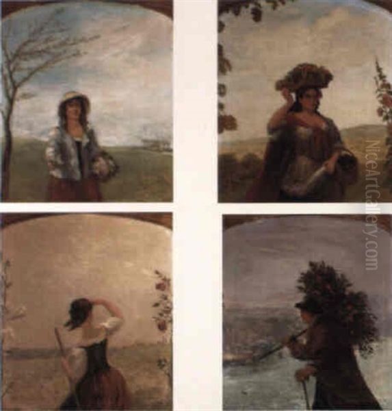 The Seasons: Spring, Summer, Autumn And Winter Oil Painting by David Cox