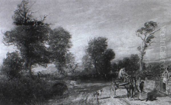 Market Cart Oil Painting by David Cox