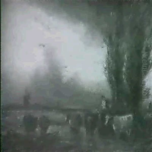 A Hurdsman With His Cattle In A Landscape,                  A Windmill Beyond Oil Painting by David Cox