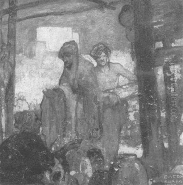 The Bazaar Oil Painting by Elija Albert Cox