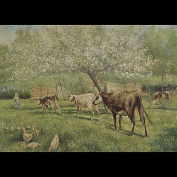Milking Time (winston Churchill Farm?) Oil Painting by Kenyon Cox