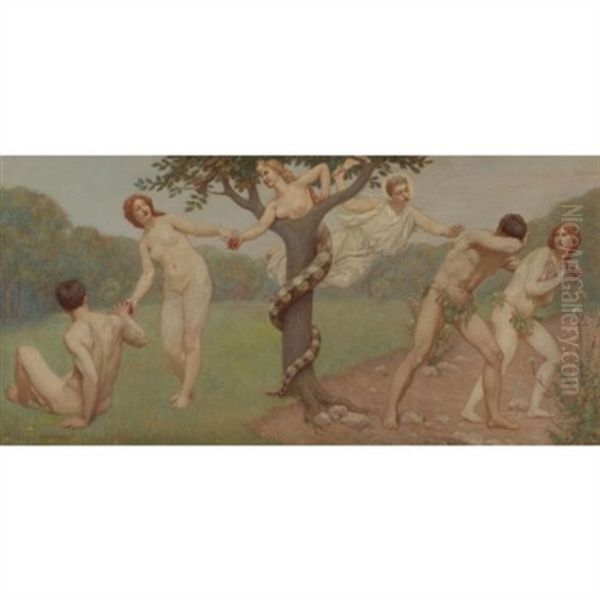 Fall And Expulsion Oil Painting by Kenyon Cox