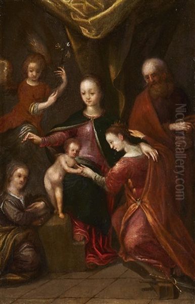 The Mystical Marriage Of Saint Catherine Oil Painting by Michiel Coxie