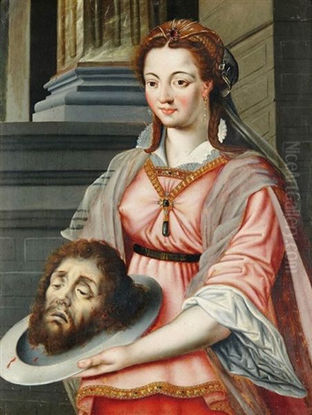 Salome Y La Cabeza De San Juan Bautista Oil Painting by Michiel Coxie
