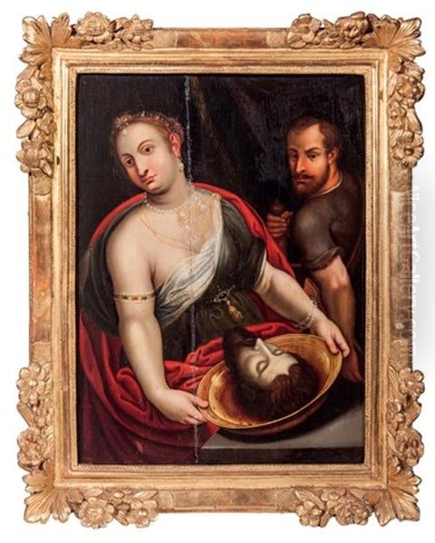 Salome Portant La Tete De Saint-jean-baptiste Oil Painting by Michiel Coxie