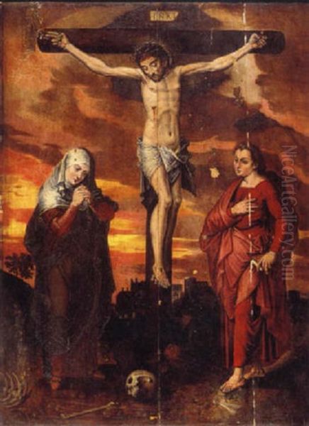 Saint Jean Et La Vierge Au Pied De La Croix Oil Painting by Michiel Coxie
