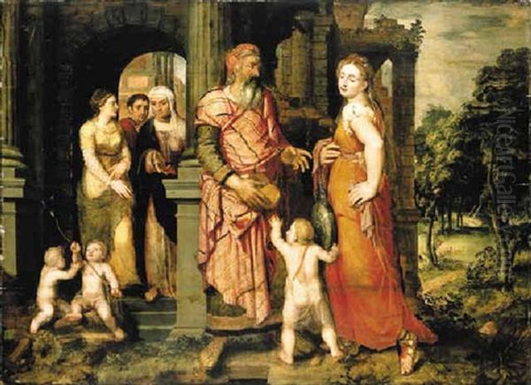 The Expulsion Of Hagar Oil Painting by Michiel Coxie