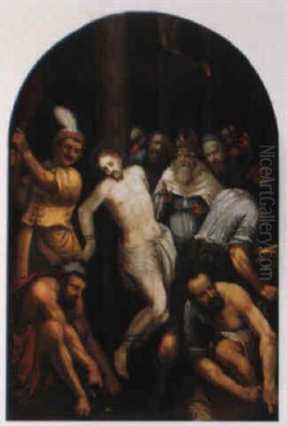 The Flagellation Of Christ Oil Painting by Michiel Coxie