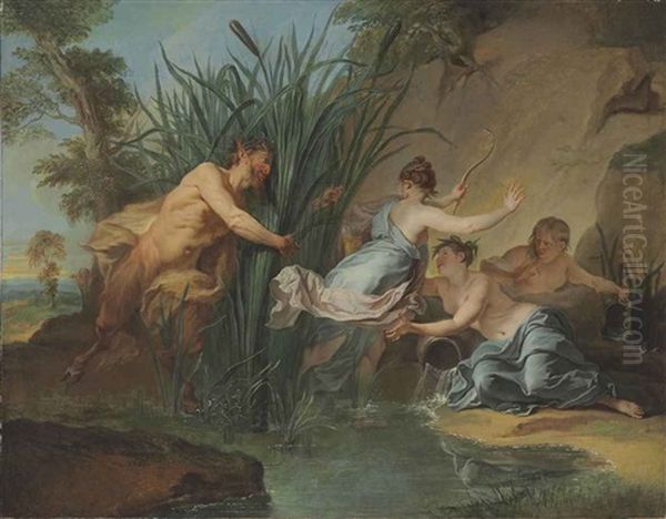 Pan And Syrinx Oil Painting by Noel Nicolas Coypel