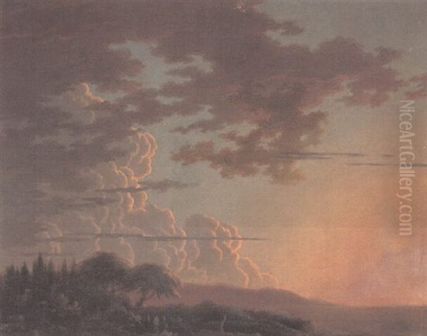 Setting Sun Oil Painting by Alexander Cozens