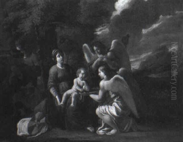 The Rest On The Flight Into Egypt Oil Painting by Francesco Cozza