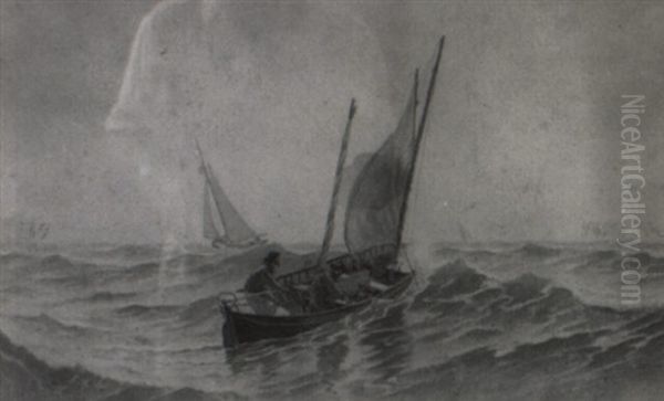 Fishermen In A Sailing Dory Oil Painting by Frederic Schiller Cozzens