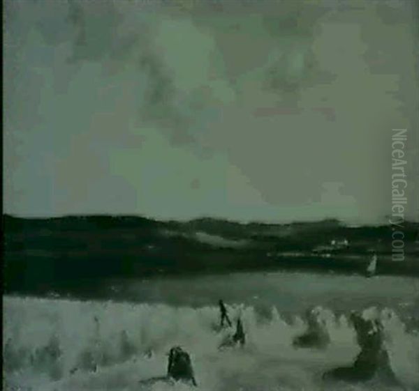 Building Cornstooks By The Coast Oil Painting by James Humbert Craig