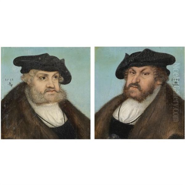 Portrait Of The Elector Frederick Iii The Wise Of Saxony (+ Portrait Of The Elector John The Steadfast Of Saxony; Pair) Oil Painting by Lucas Cranach the Elder