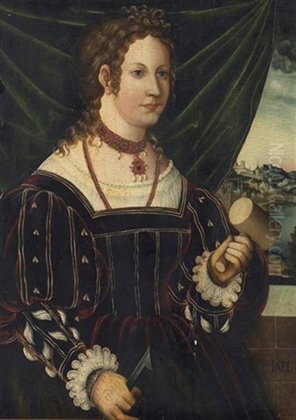 Die Heilige Jael Vor Landschaftshintergrund, Ihre Attribute In Den Handen Haltend Oil Painting by Lucas Cranach the Elder