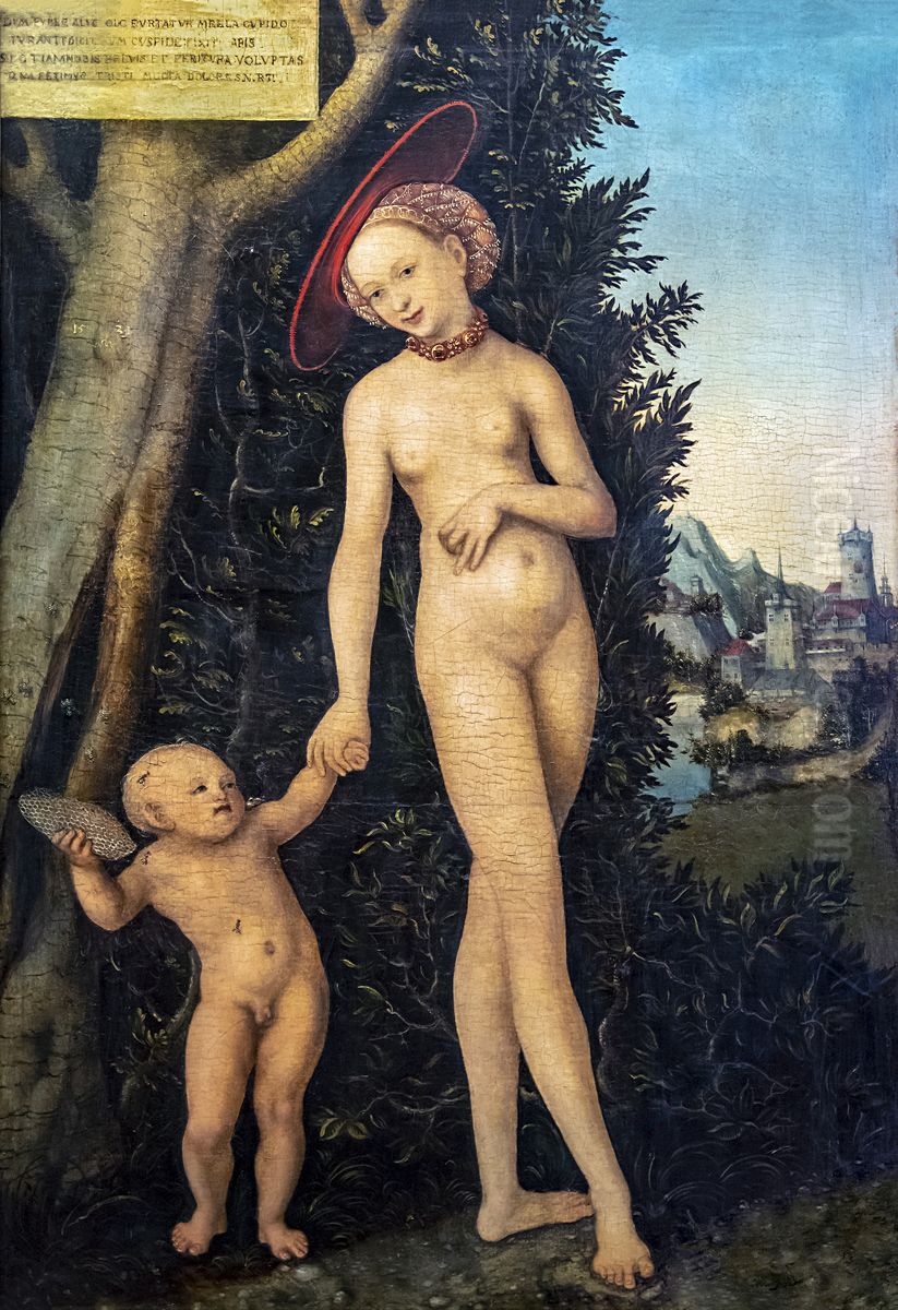 Venus And Cupid Oil Painting by Lucas Cranach the Elder